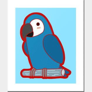 Cute Parrot - Blue & White Posters and Art